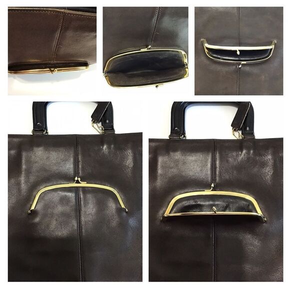 Vintage Coach Brown Leather Watermelon Tote Bag By Bonnie Cashin Pre-Creed - Picture 7 of 16